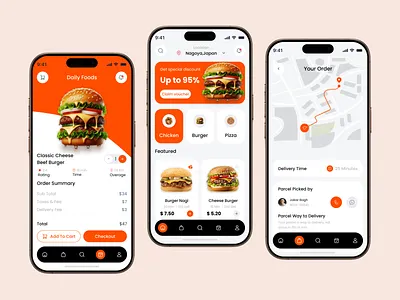 Food Delivery Mobile App Redesign add cart best app design burger couriar delivery service dinner fast food food and drink food app food delivery food delivery mobile app food marketplace food order mobile app mobile app design order food popular restaurant restaurant app salad