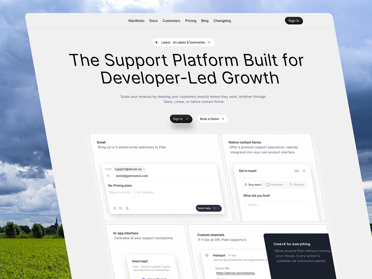 🚀 Support Platform Landing Page Developer-Led Growth