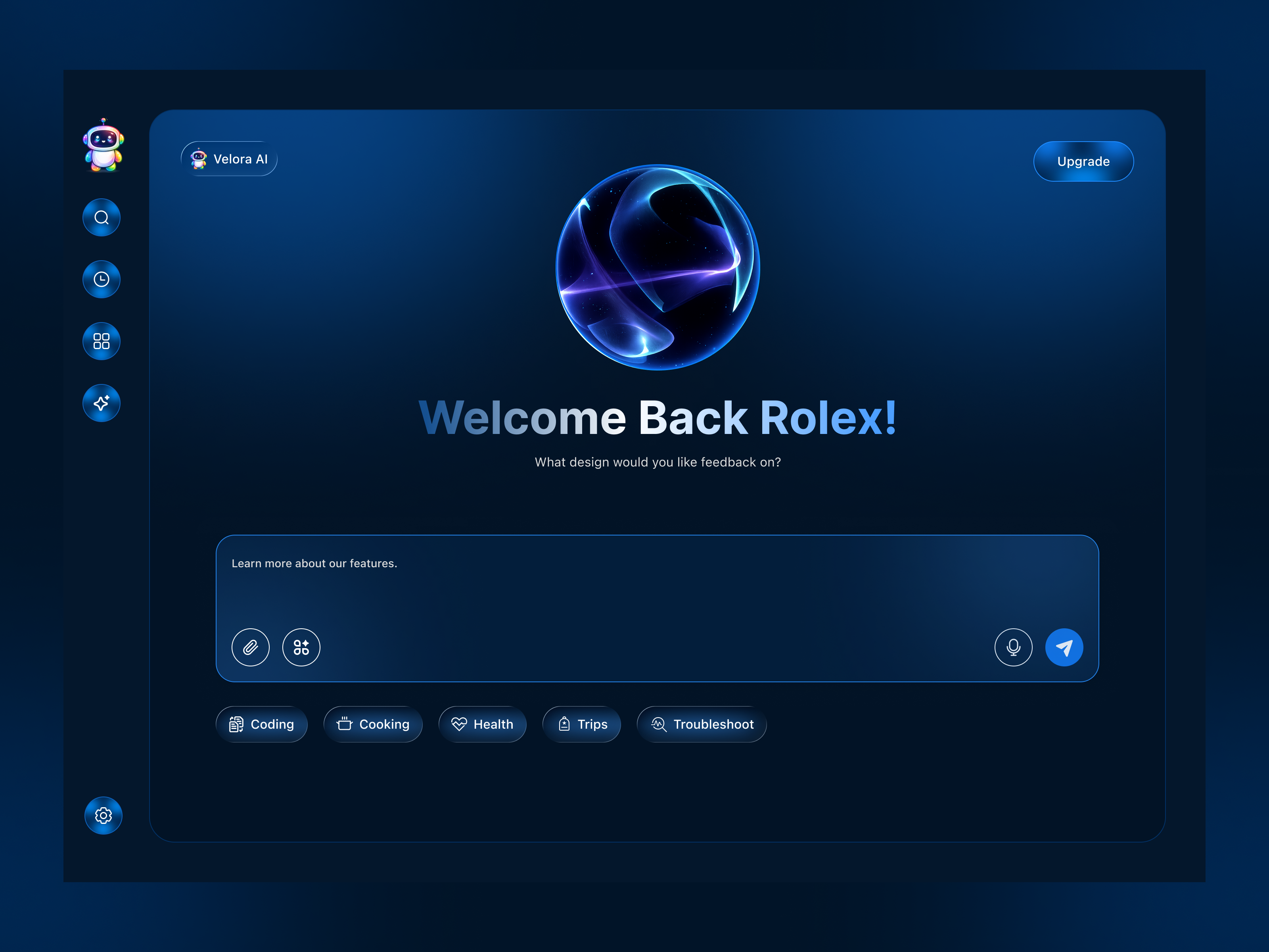 Next-Gen AI Interface — Dark Mode Dashboard ai aiassistant aichat aidashboard artificialintelligence darktheme darkui dashboard dashboardui futuristicui glassmorphism moderndesign saas saasdesign uidesign uiux userinterface uxdesign webapp webdesign