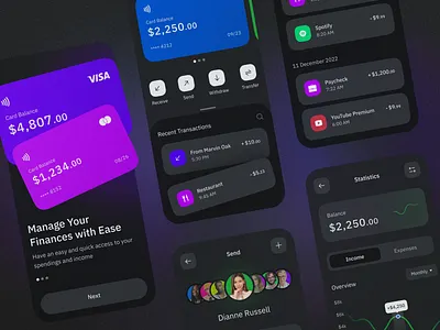 Banking Wallet Mobile App 💳 banking credit card design line graph mobile app design mobile design mobile ui mockup money transactions ui ui design uidesign uiux user interface ux ux design uxdesign uxui wallet