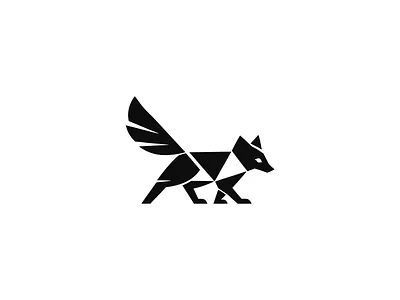 Geometric Fox Logo Mark animal logo black and white bold brand identity branding fox geometric logo logomark mascot minimal modern polygon