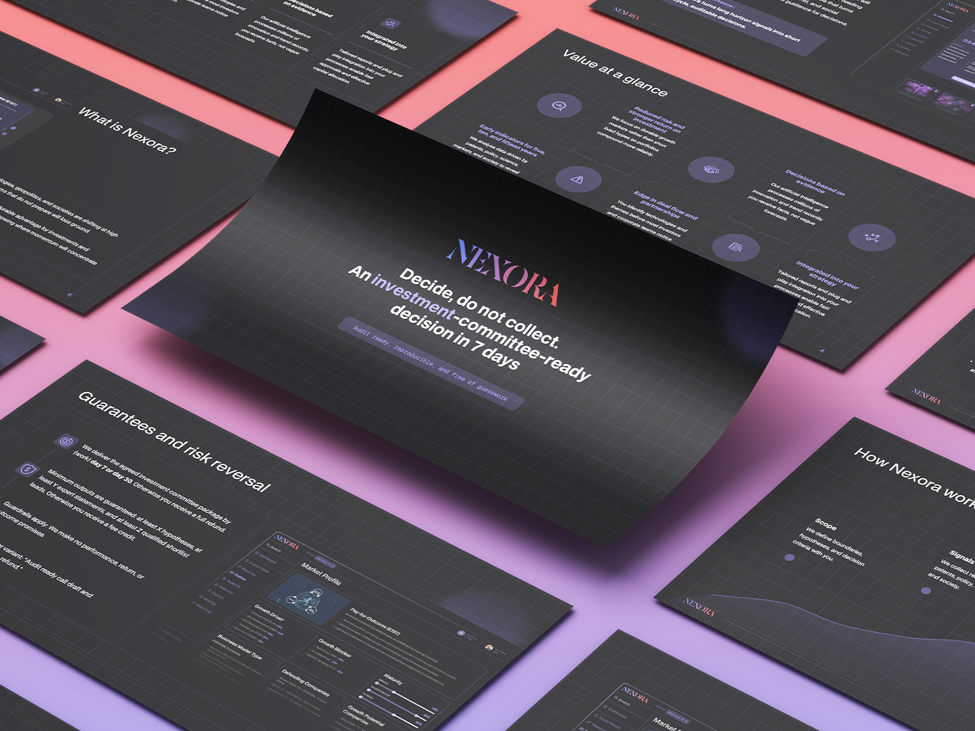 Nexora | Investor Pitch Deck Presentation app branding business design graphic design illustration investor investor deck logo pitch deck pitch deck presentation powerpoint powerpoint presentation presentation presentation design sales typography ui ux vector