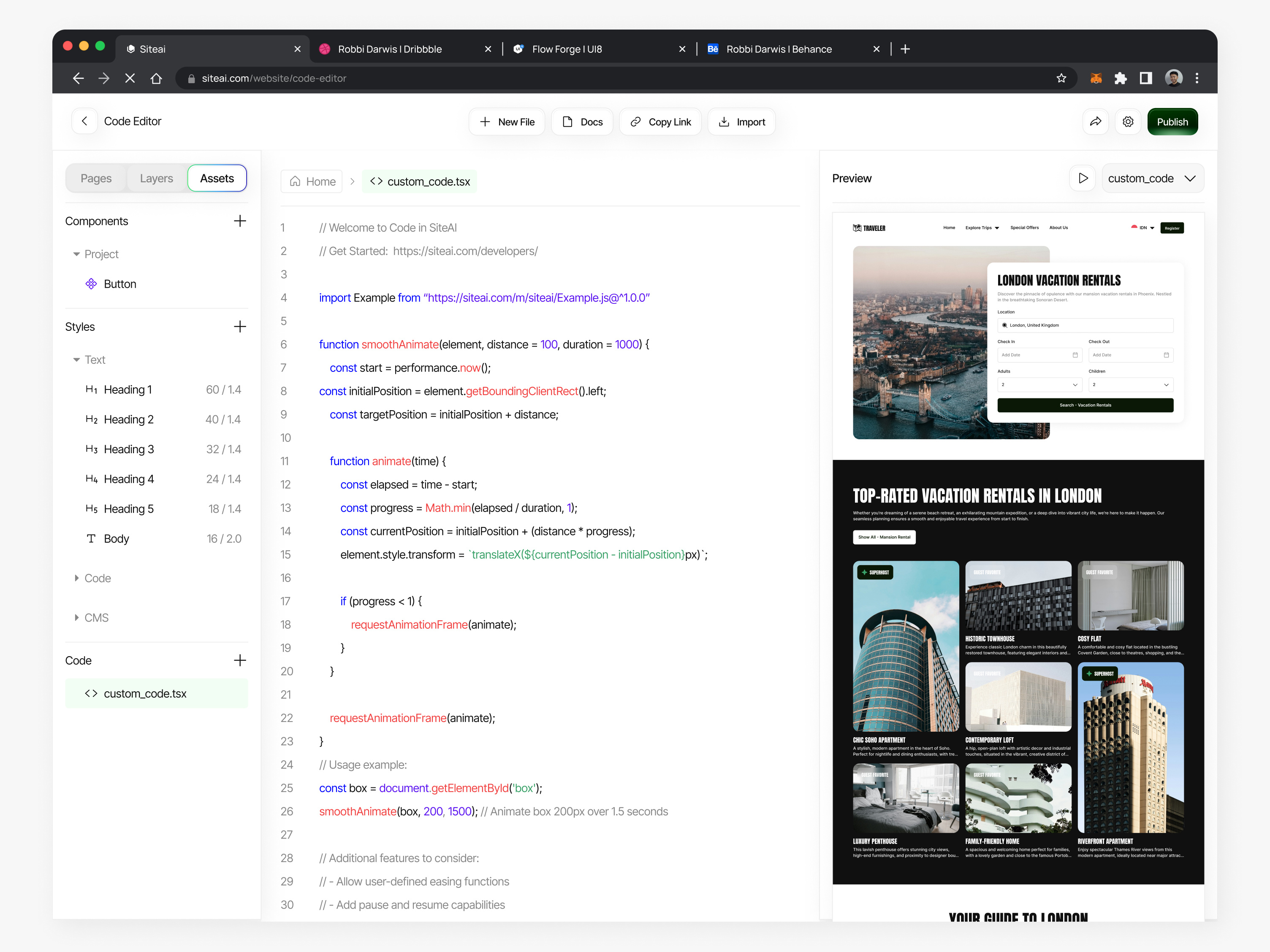 SiteAI - AI for Website Builder (Custom Code Flow) ai design platform ai website builder builder saas cms custom code design systems form builder landing page builder no code platform redesign responsive saas site settings sitemap builder template builder ui design website builder website creator platform website redesign wireframe builder