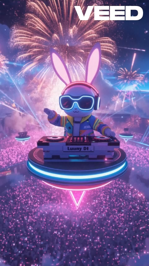 Neon DJ Bunny - AI Festival Experience