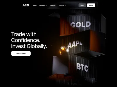 Trading Landing page web design fintech 3D animation 3d 3d animation animation ecommerce finance fintech hero hero section landing landing page landingpage stocks trading web web design web3 webdesign website