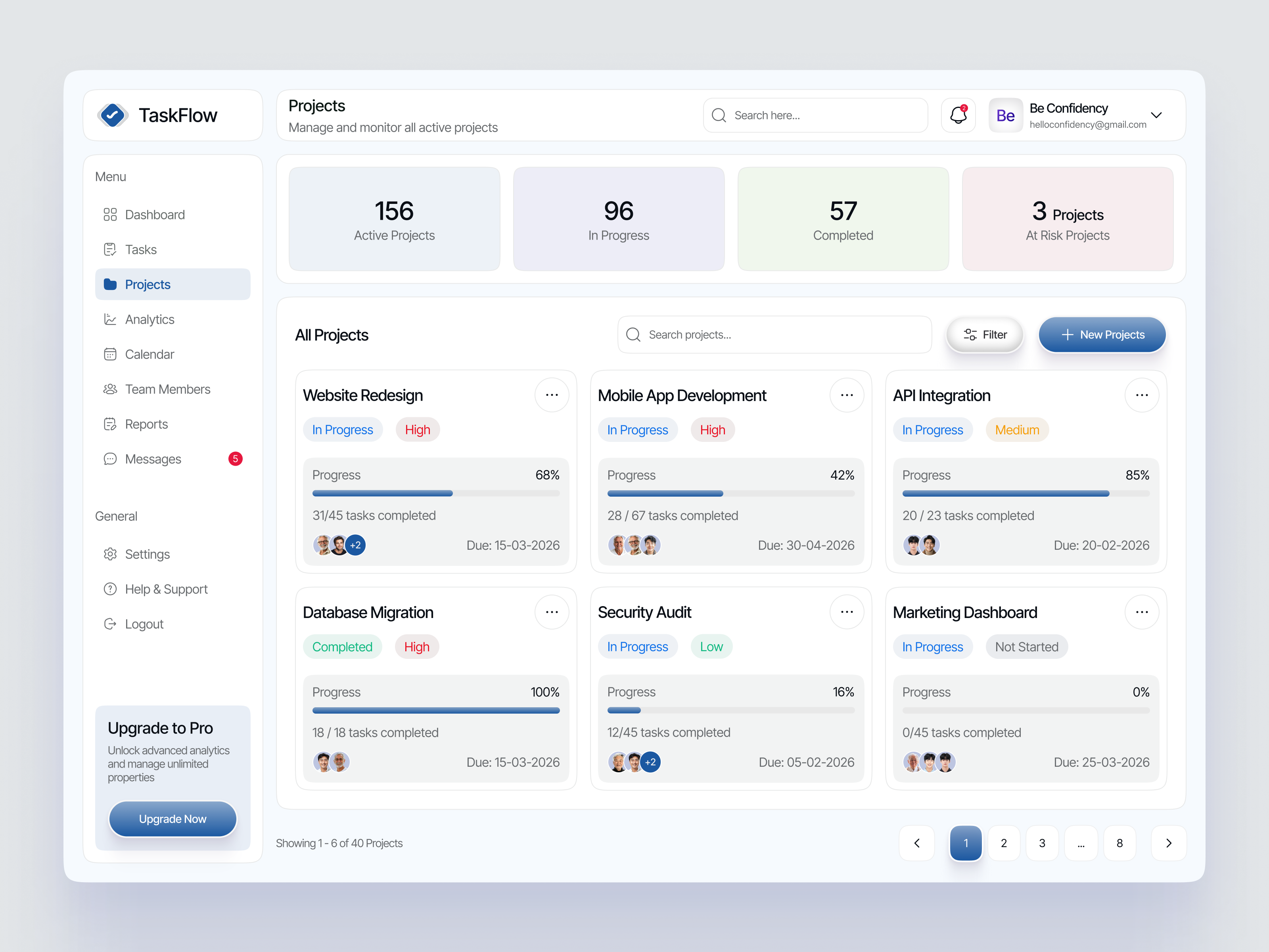 TaskFlow — Project Management Dashboard | SaaS | Web App interface product service startup ui ux web