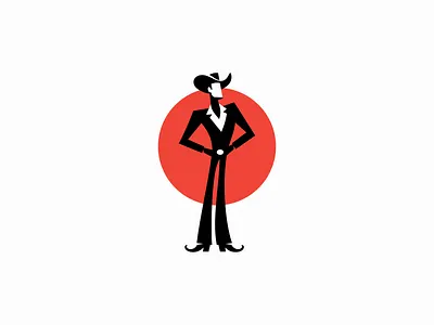Minimalist Cowboy And Sun Logo branding country cowboy design emblem icon identity illustration logo man mark minimalist red sun symbol vector western