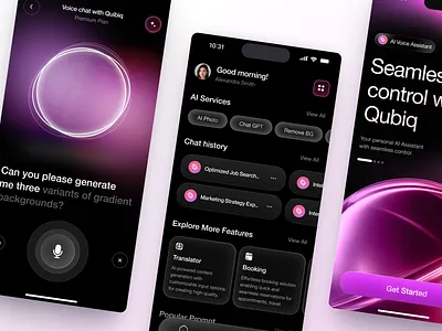 Mobile App for AI Voice Assistant design interface product service startup ui ux