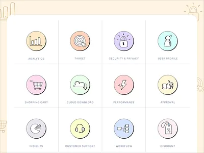 Saas ecommerce icons graphic design illustration