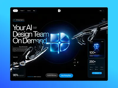 Dreativ — AI Design Agency Landing Page 3d animation branding design figma graphic design illustration logo motion graphics ui uiux ux web design