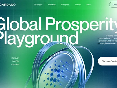 Cardano hero concept 3d brutalism concept crypto design fintech grid product saas ui website