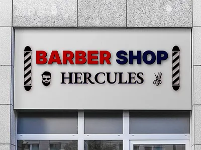 Barber Shop Front Sign and Poster Ad ad barber shop brand identity branding design graphic design illustration logo mockup poster poster design posters design shop sign sign signage social media social media poster typography