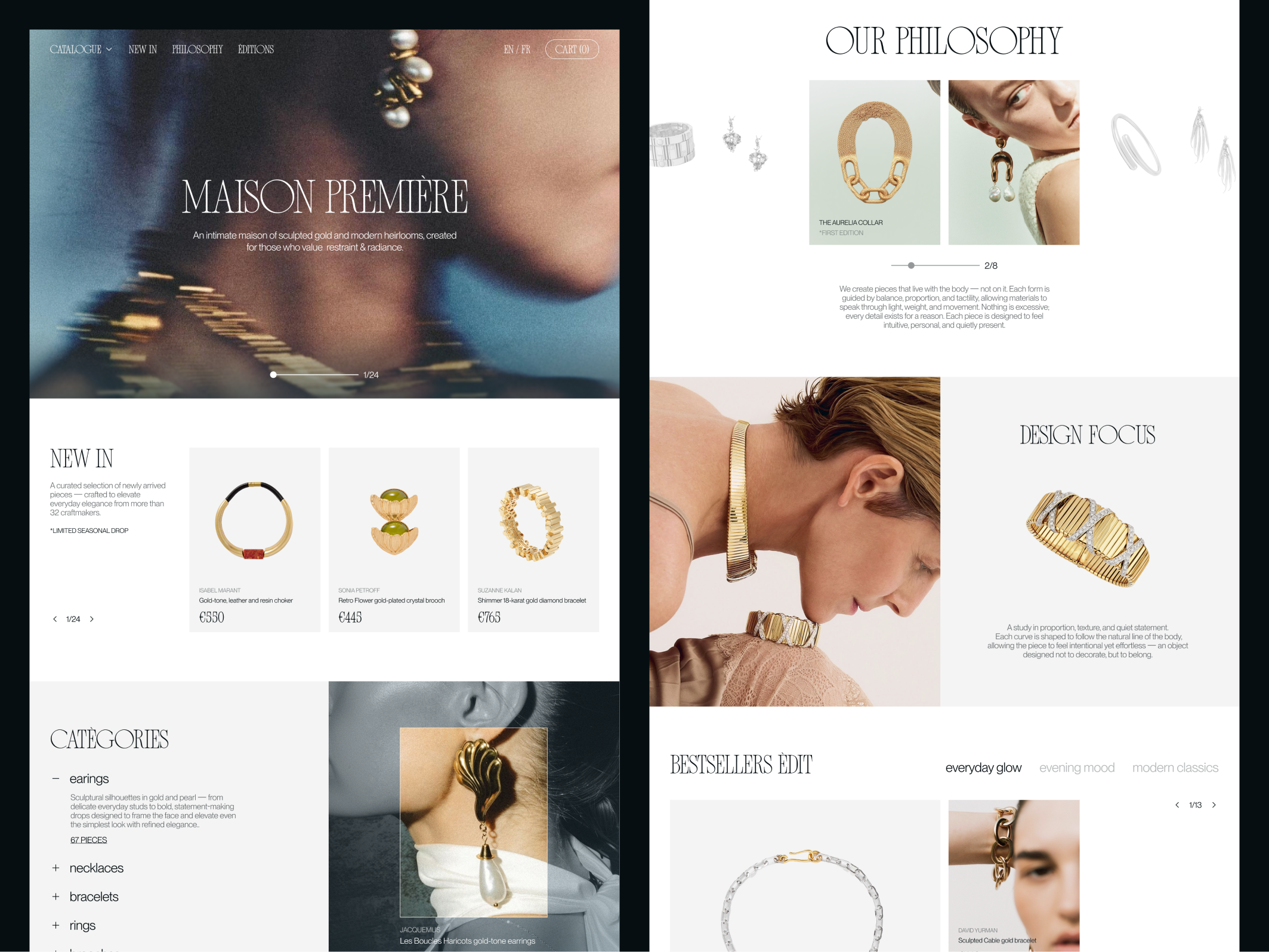 Jewelry E-commerce Promotional Landing Page accessories b2c catalog clean diamond e commerce ecommerce fashion homepage intuitive jewellery jewerly landing page luxury premium product promo shop ui website designer