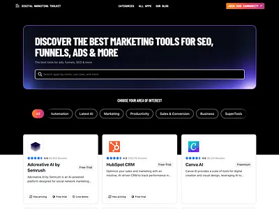 Marketing Tool Directory claude code landing page modern nextjs ui ux web designer web developer