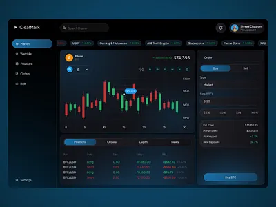ClearMark – Trading Agent Platform SaaS Dashboard UI/UX Design b2b saas clean crypto web dashboard dashboard design elegant finance app graphic design modern modern design product design saas saas design startup trading app trading saas trading view web design web trading website design