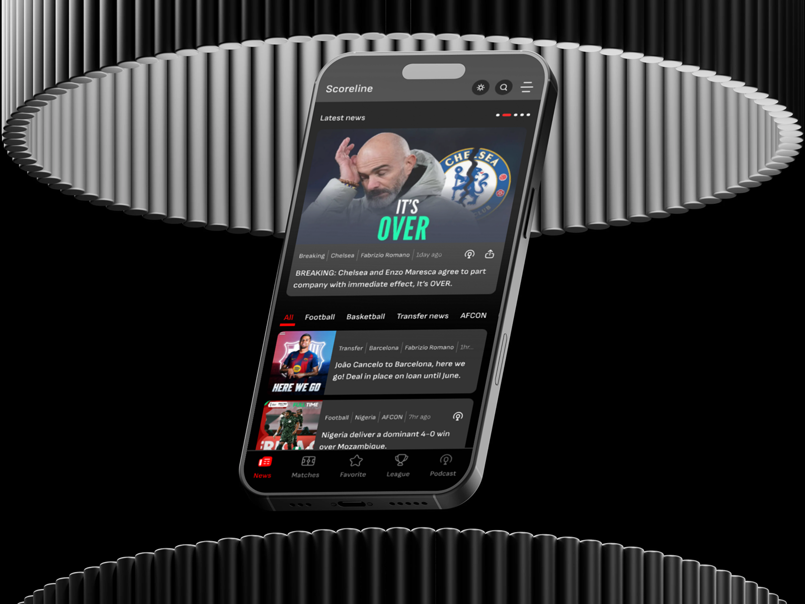 Scoreline - A sport news and podcast mobile app basketball football mobile app news podcast sport sport news ui