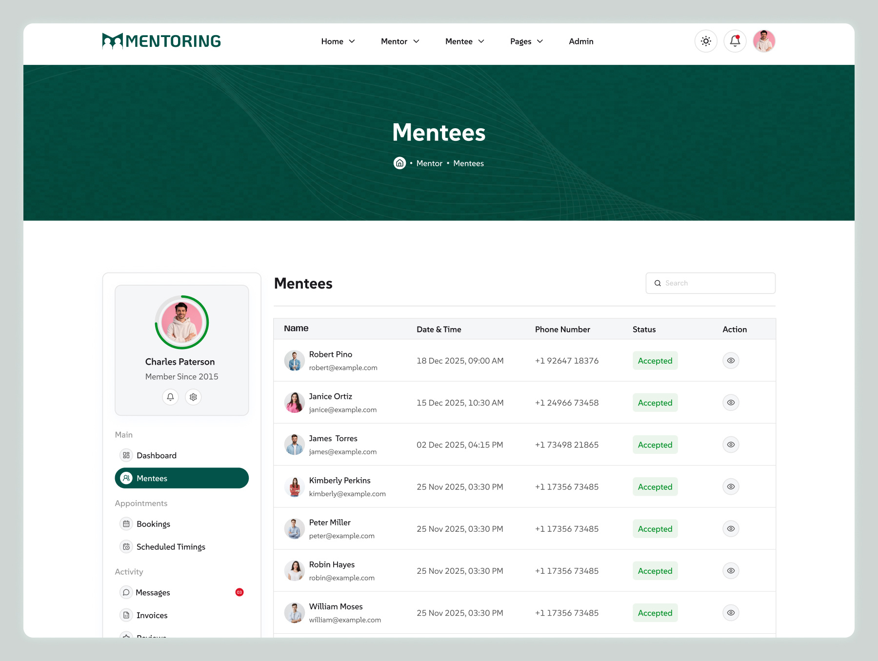 Student Management Dashboard for eLearning Website | Mentoring appointment tracking system coaching platform ui design education platform template elearning dashboard template lms dashboard ui mentee dashboard template mentee management system mentee session tracking mentor mentee management mentoring admin panel mentoring web app template mentoring website dashboard online mentoring platform ui online tutor dashboard responsive mentoring template session booking dashboard student dashboard design training management ui tutoring platform dashboard