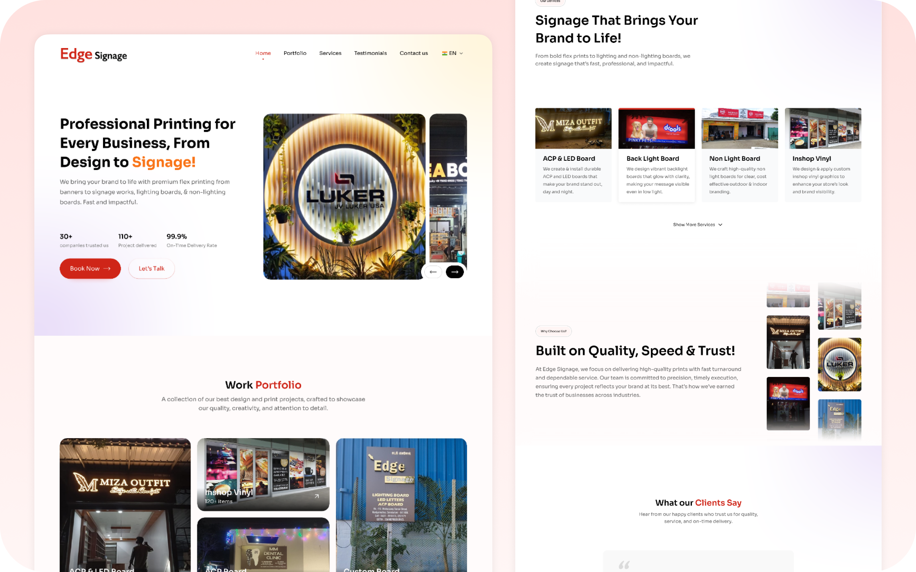 Business website - Edge signage