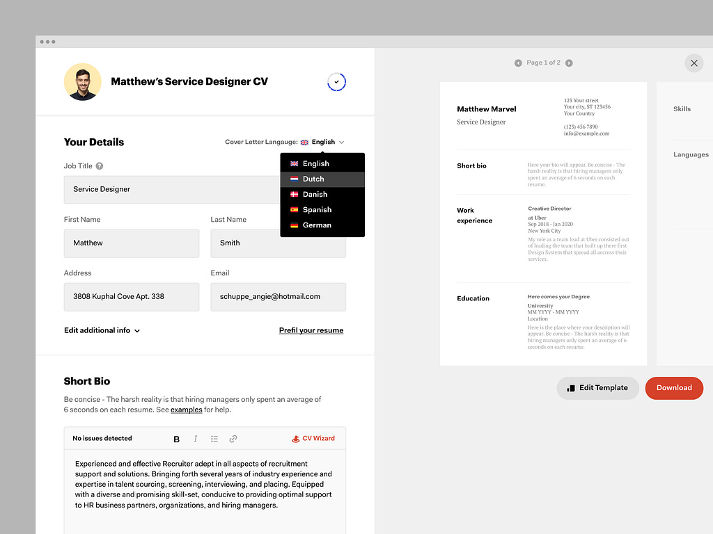 CVMaker - CV Builder by Balkan Brothers on Dribbble