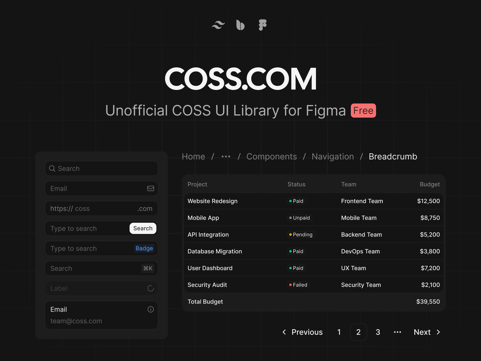 COSS UI Community Kit, Free Figma Library design design system figma library ui ui kit