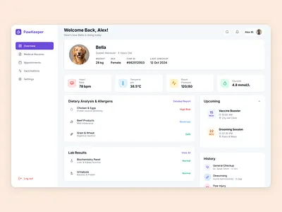 PawKeeper — Your Pet’s Health, All in One Place branding dashboard graphic design logo petdashboard ui ux