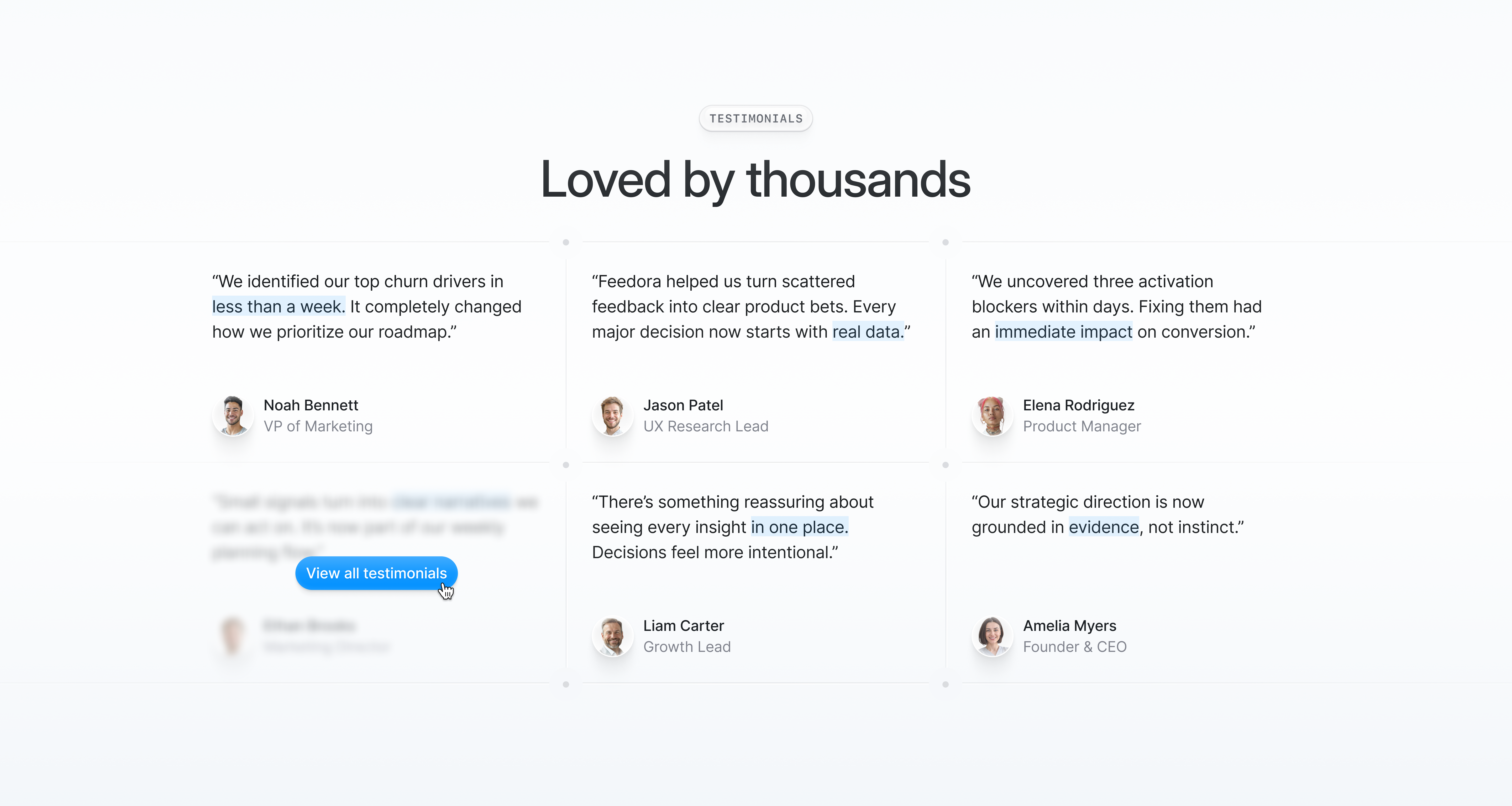Testimonials Section comments design landing page marketing product section testimonials ui