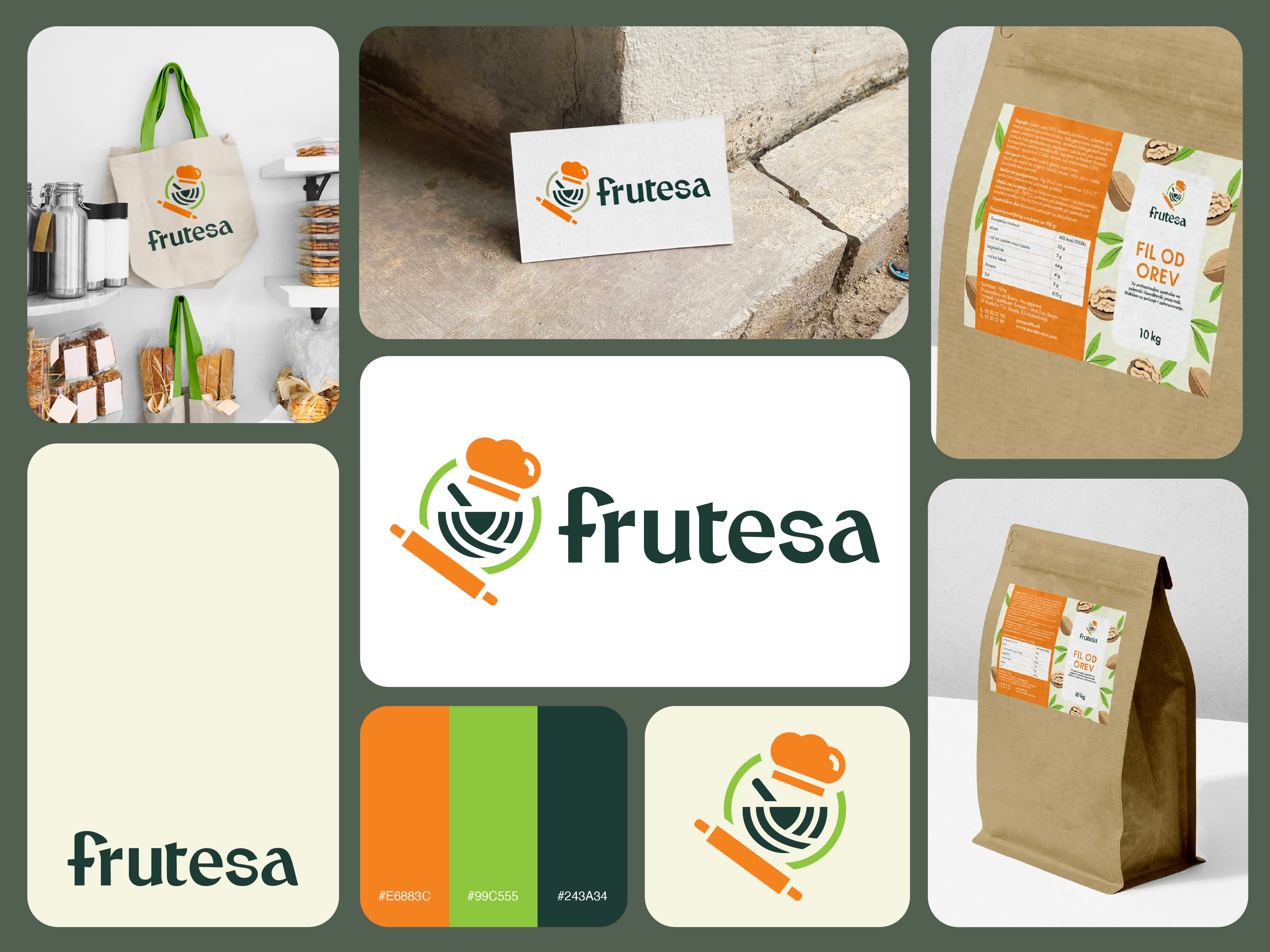 Branding and packaging design - Frutesa branding cooking food graphic design green illustration label design logo orange packaging print