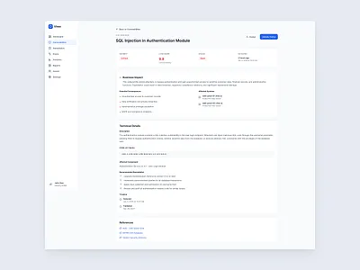 Enterprise Vulnerability Detail — Security UI Study cybersecurity cybersecurity dashboard dashboard design enterprise ui product design saas ui design uiux ux design web app