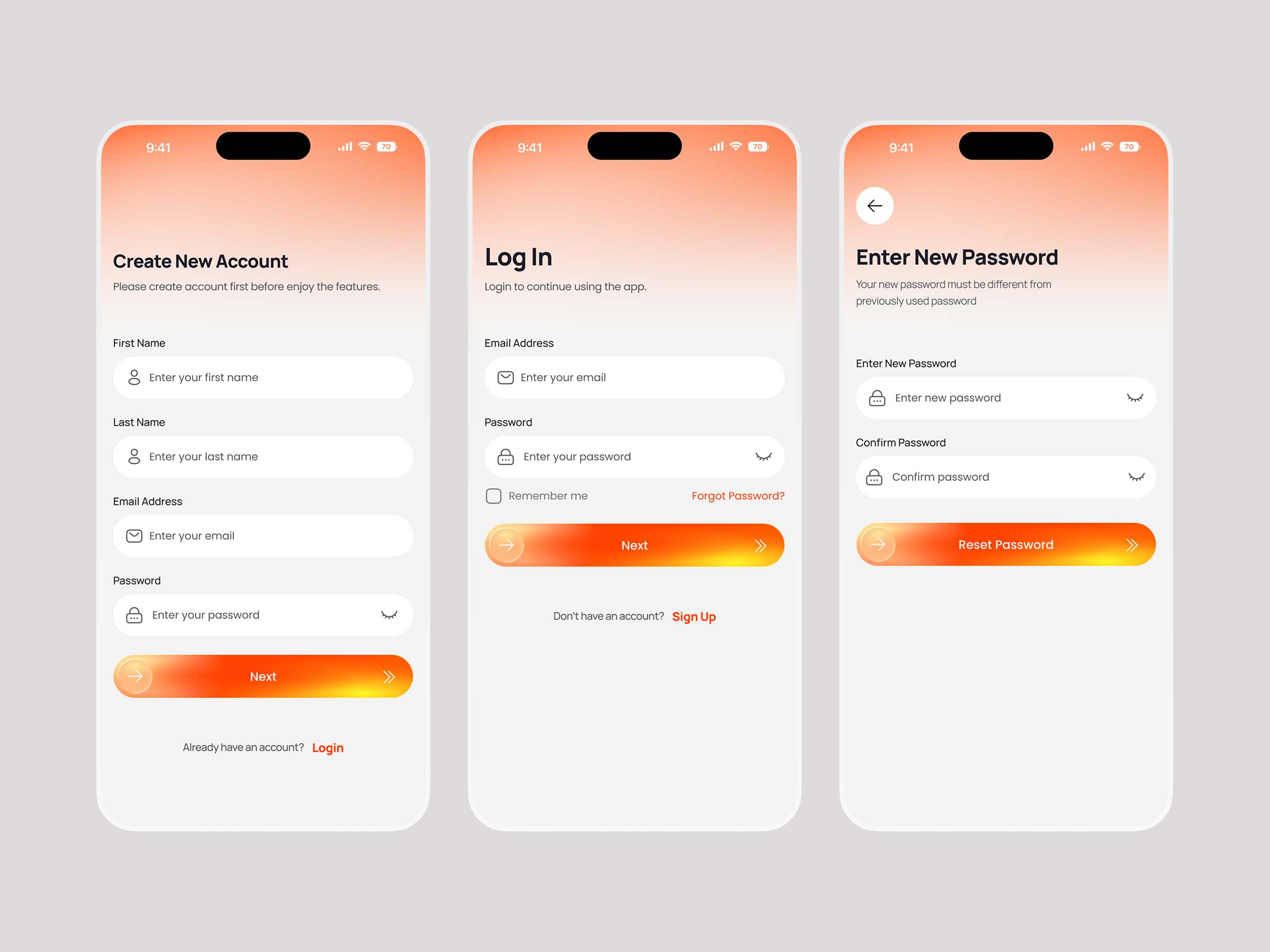 Example of Mobile app - Login Page