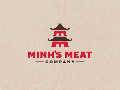 Minh's Meat design logo m meat pagoda professional structure