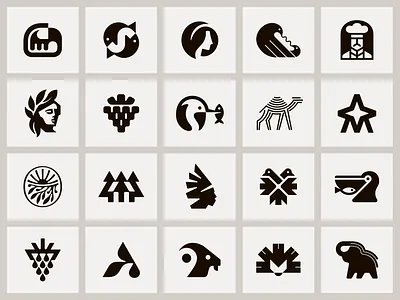 Logomark Collection animal bird camel cook elephant fish goat grape hedgehog heron leaf logo nature ram star stork sun tree wildlife woman