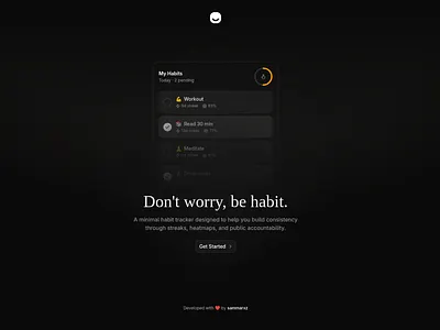 BeHabit Landing Page habit tracker habits landing page ui design web design