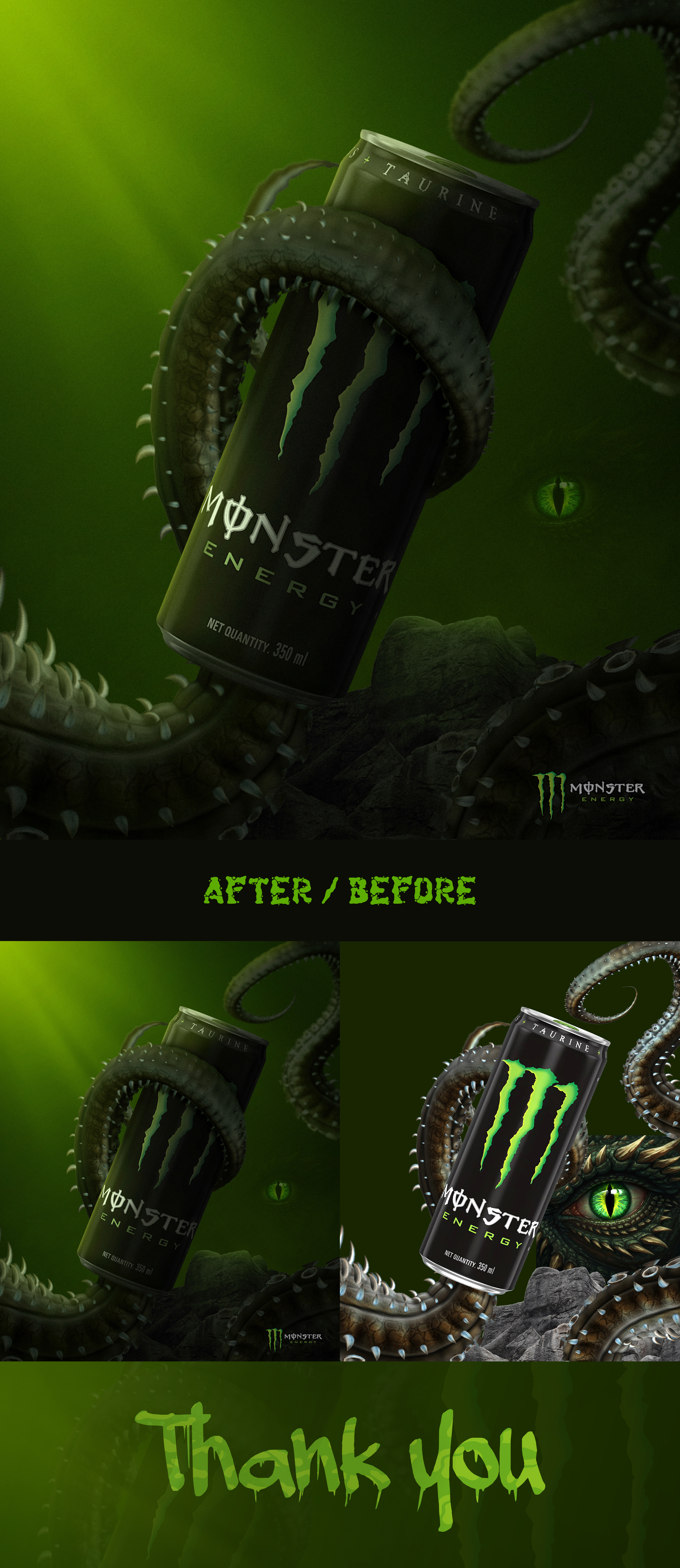 Product manipulation /Monster Energy advertising add graphic design photo manip poster product manipulation