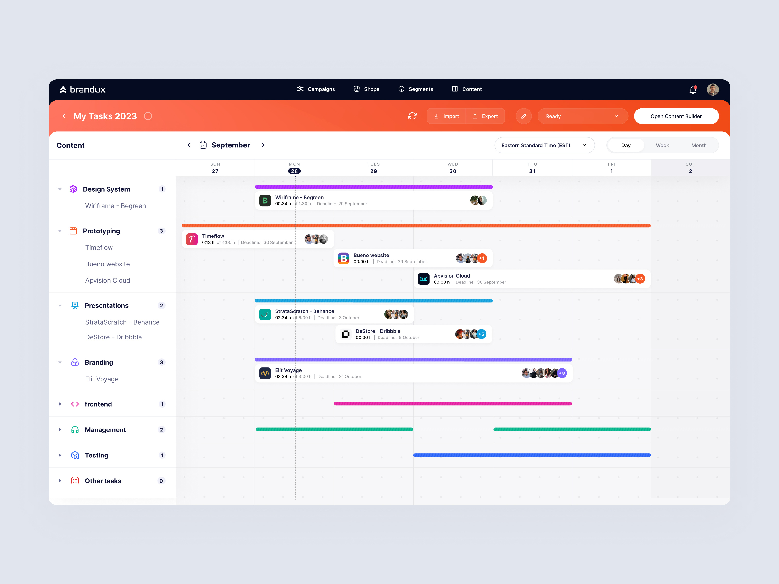 Example of Project schedule management (Chronology)