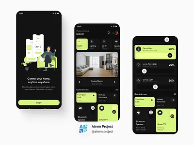 Smart Home Monitoring - Mobile App UI atrem project dashboard figma landing page mobile app ui uiux user interface ux web design