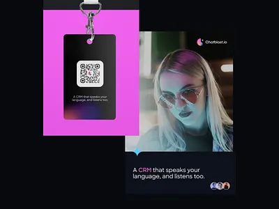 AI CRM Event Badge & Marketing Design | SaaS Brand Campaign ai crm marketing design crm onboarding design saas event branding startup campaign visuals tech badge design