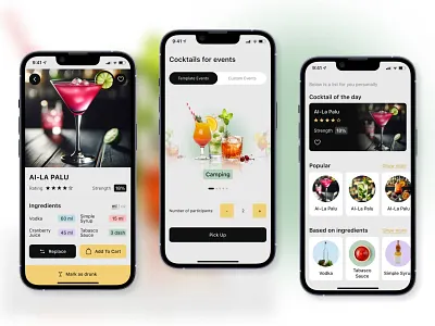 Cocktail App — Smart Recipe & Event Planner UI ui ux