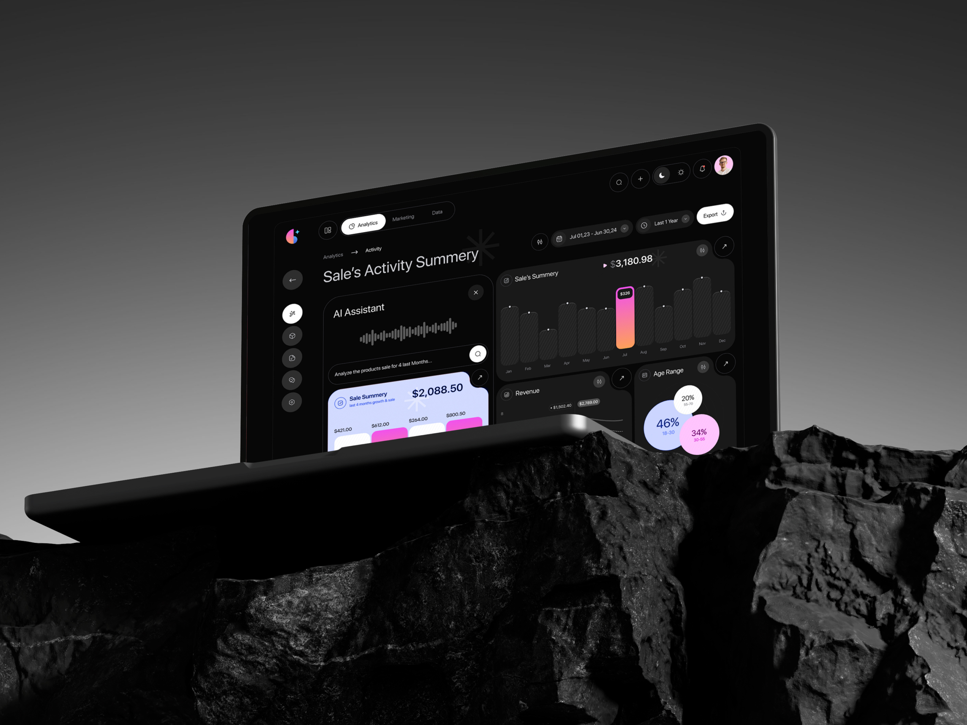 AI CRM Dashboard UI Design | SaaS Analytics Interface