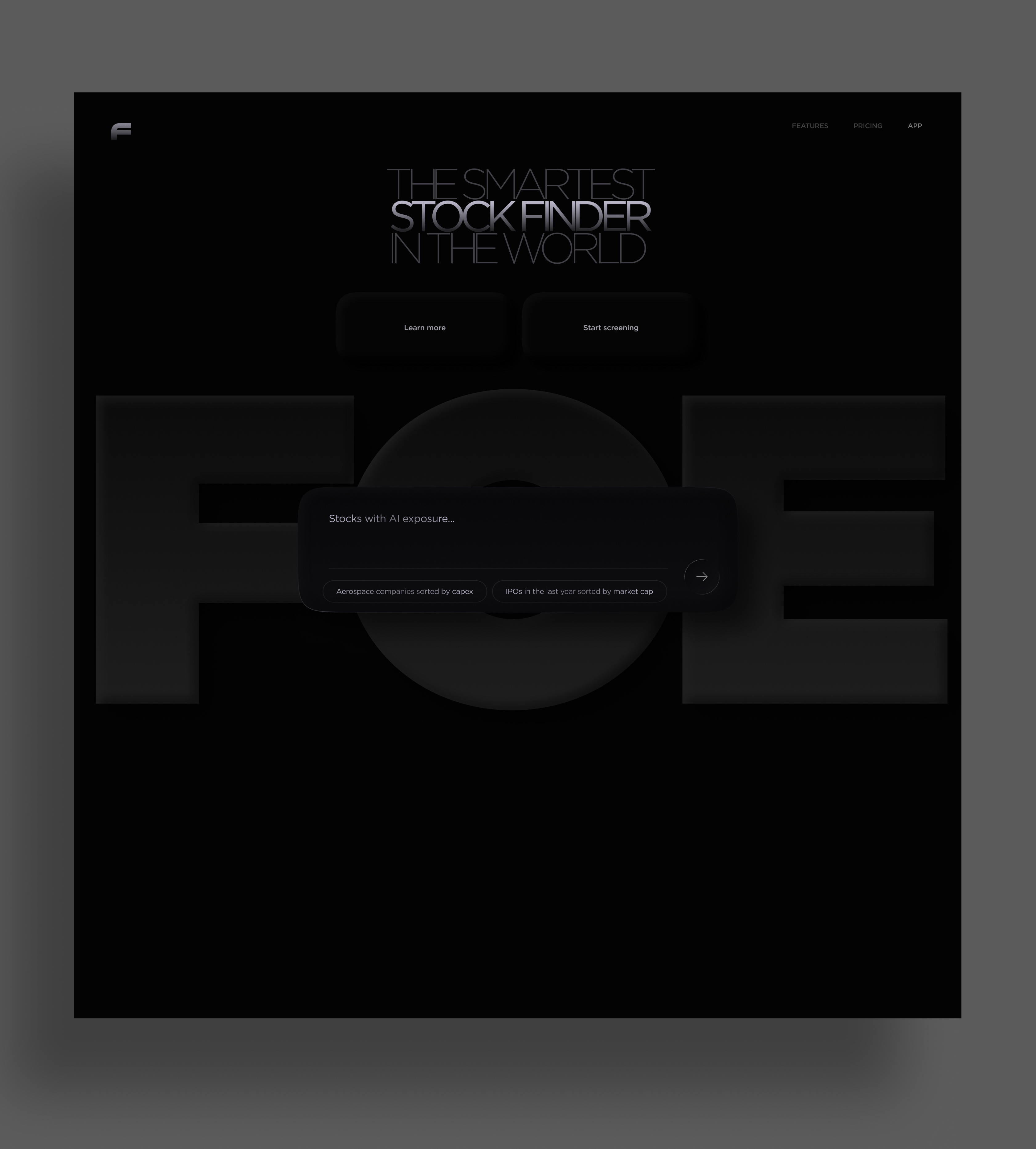 Stock screener website design 3d aesthetic ai animation blockchain bold branding crypto dark figma graphic design investment minimalism modern motion graphics startup stocks ui ux website