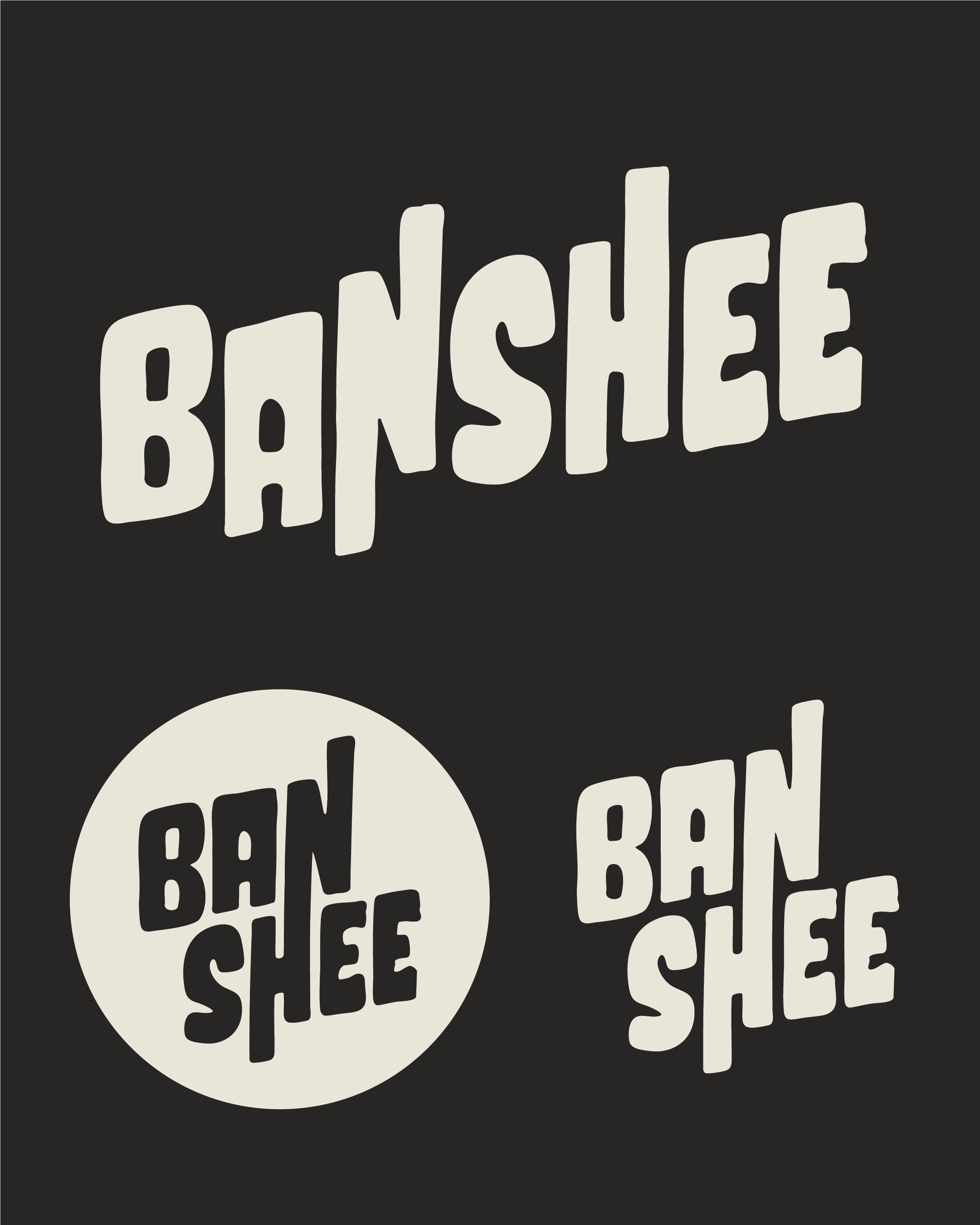 Logo Design: Banshee - Philadelphia angle banshee branding hand lettering logo logo design menu design off kilter philadelphia philly restaurant south street