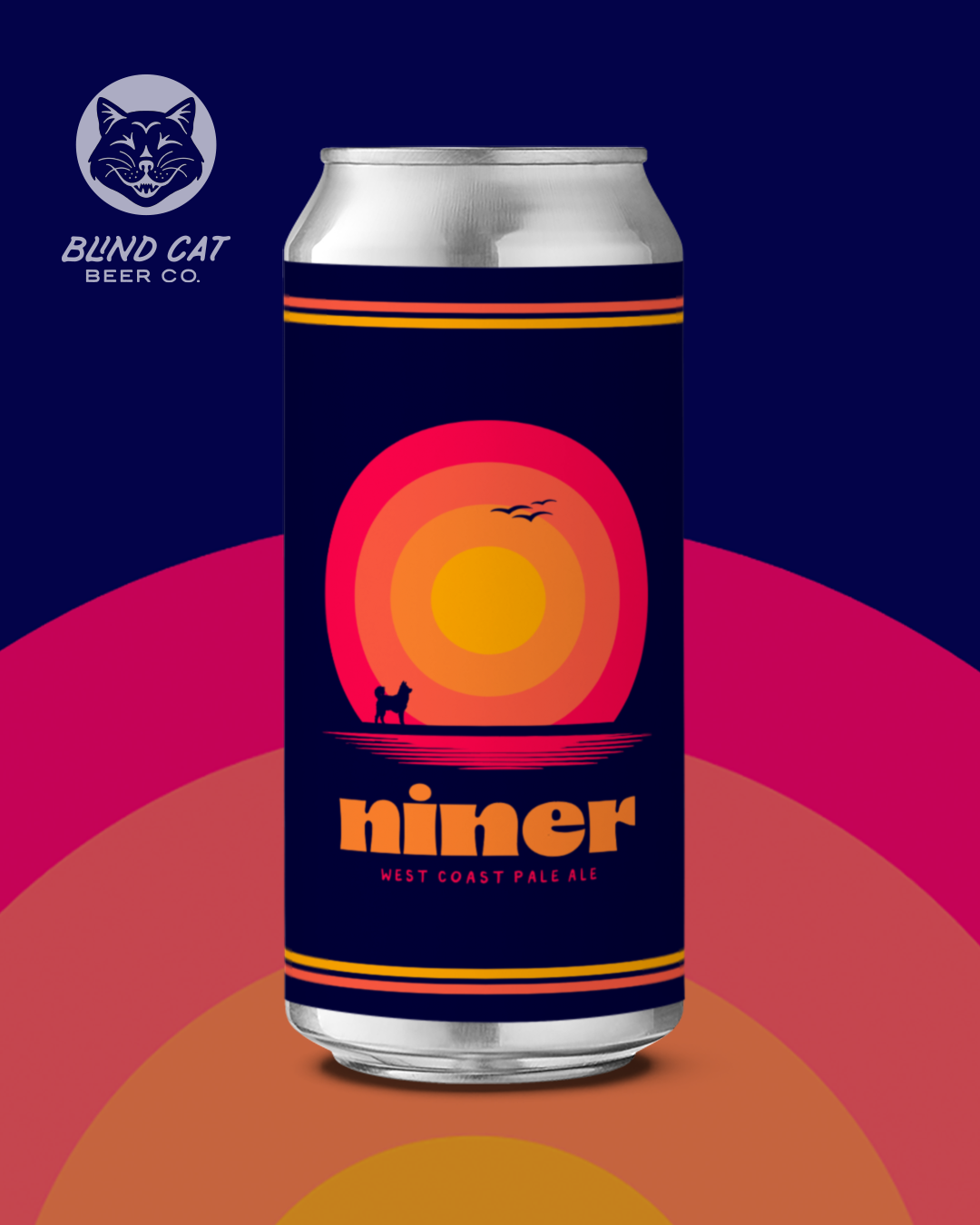 Beer Can Label Design: Blind Cat Beer Co - Pittston, PA beer beer can can label craft beer dog ipa nepa niner pennsylvania silhouette sunrise sunset