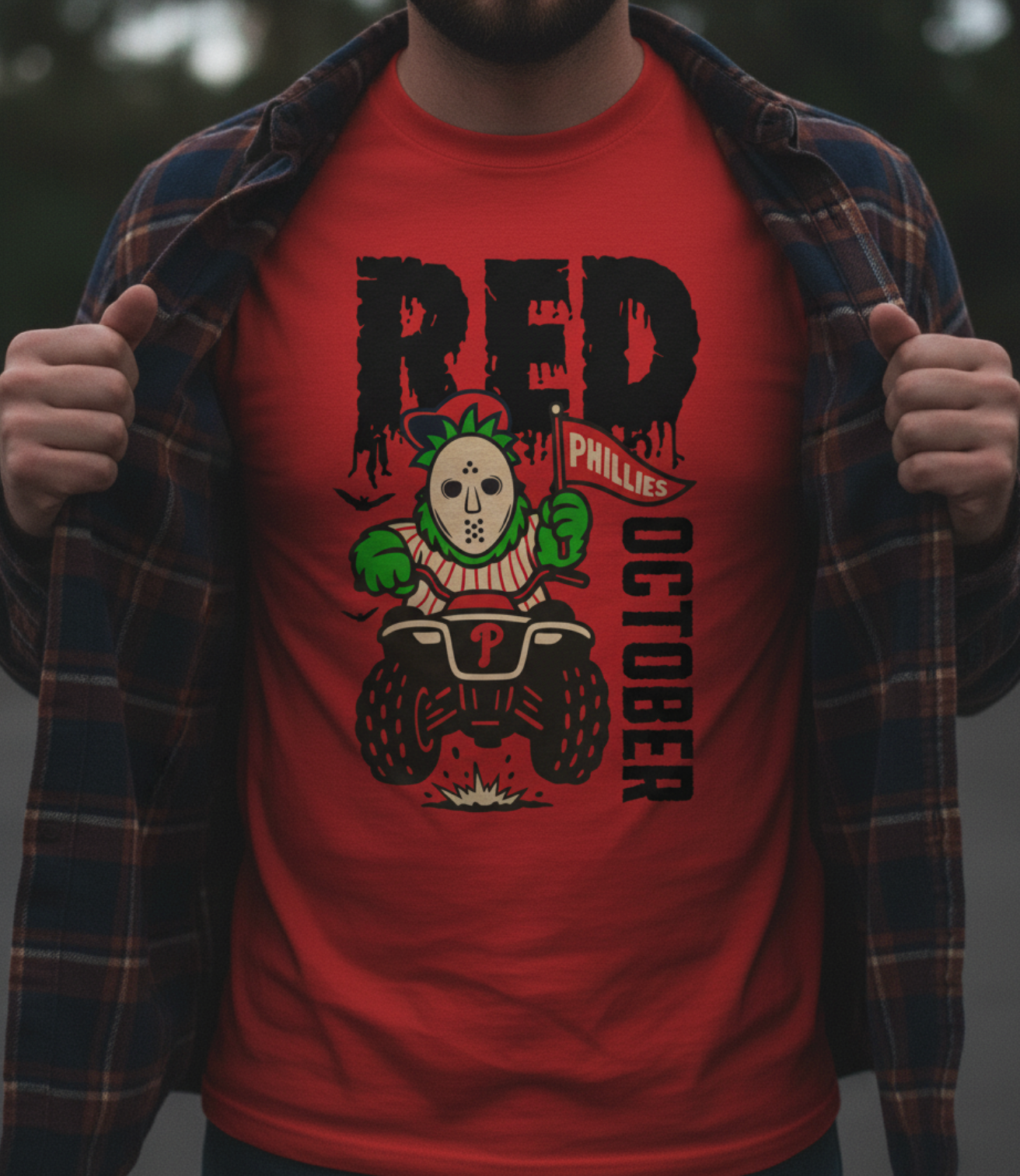 Red October T-Shirt Design 4 wheeler bats halloween jason phanatic philadelphia phillies philly red red october sports