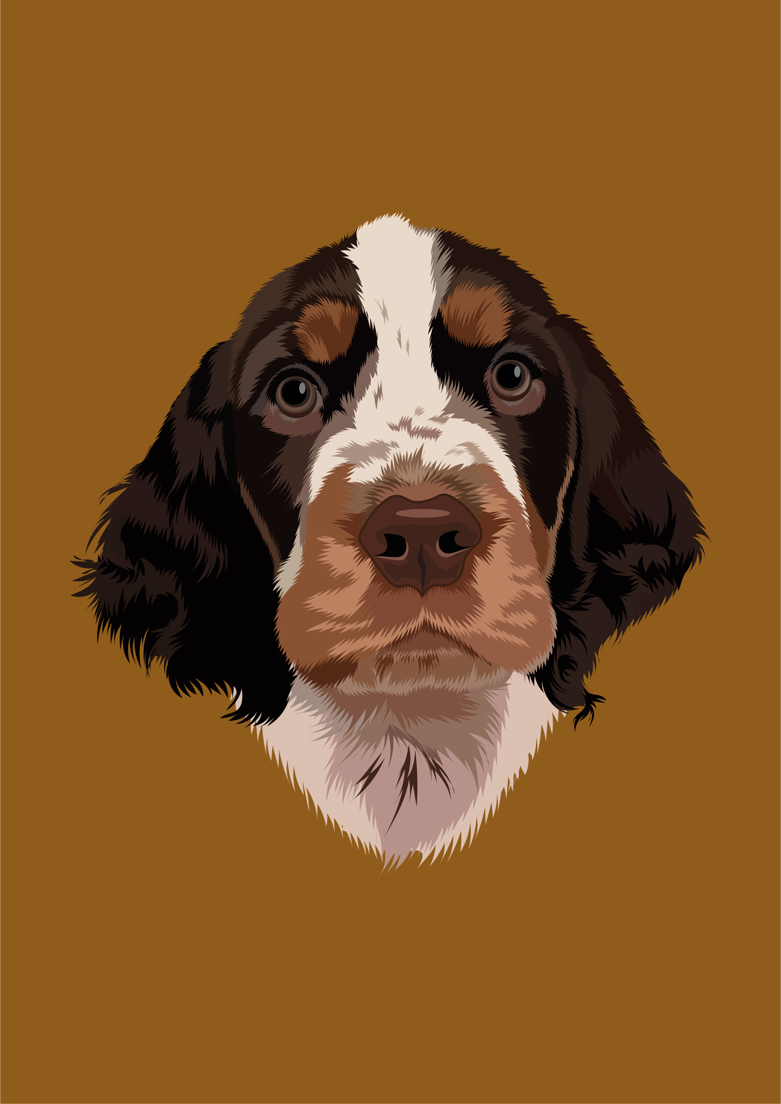 Loyal Gaze animal illustration brown color palette canine character design cute dog detailed fur digital art dog dog portrait flat illustration mascot design minimal background modern illustration pet illustration pet lover realistic vector illustration spaniel springer spaniel vector art vector portrait