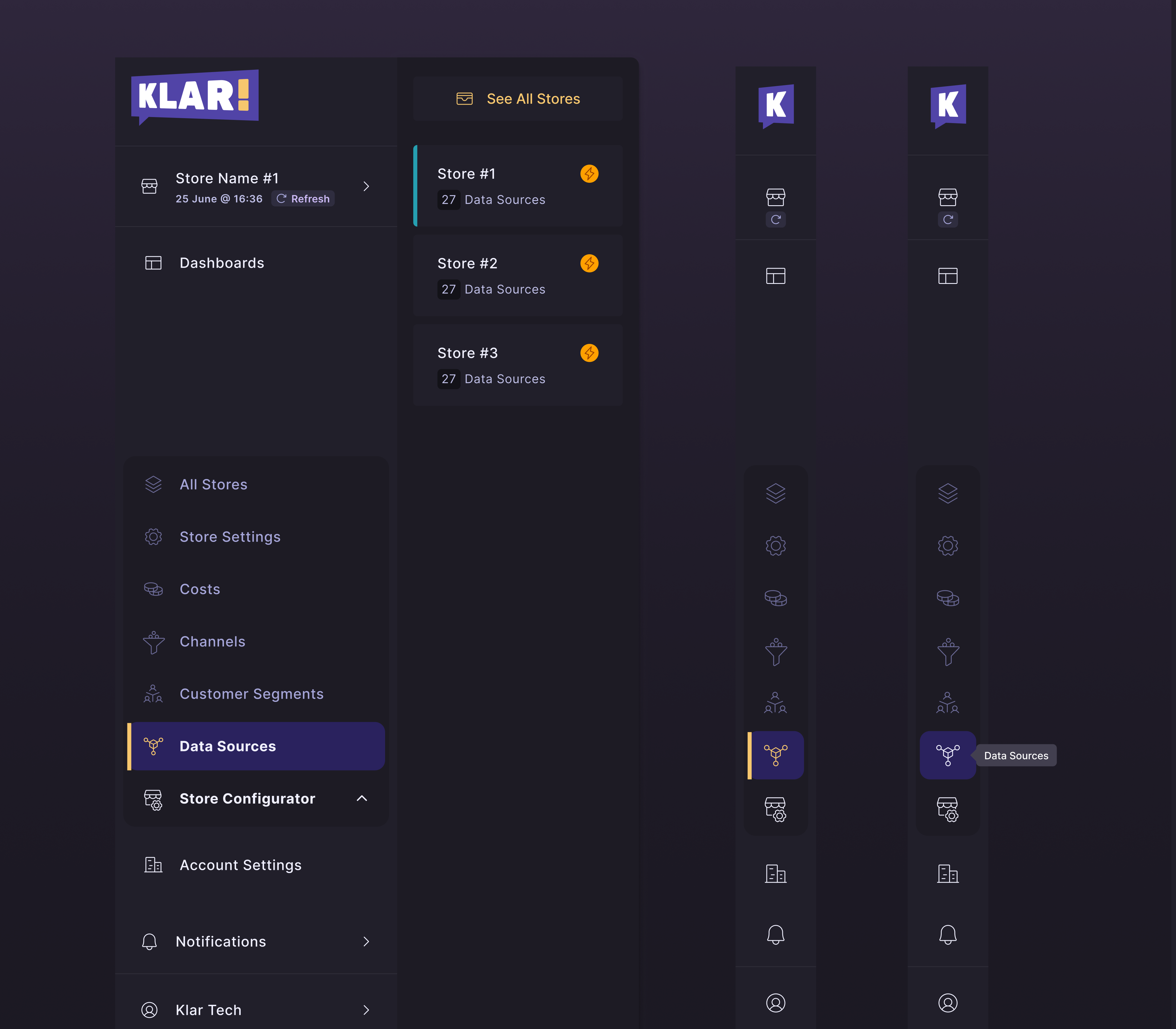 Menu Component for the Store Configurator (Dark mode)
