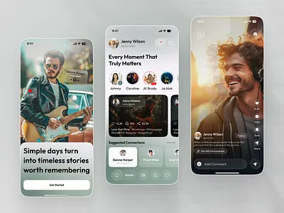 Social Media Mobile App app design app interface application application ui card chat follower mobile app design mobile app ui profile social media social media app social media profile social media website trending web messenger