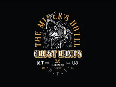 Haunted Rooms Co - Miner's Hotel ghost illustration procreate skeleton skull t shirt vector