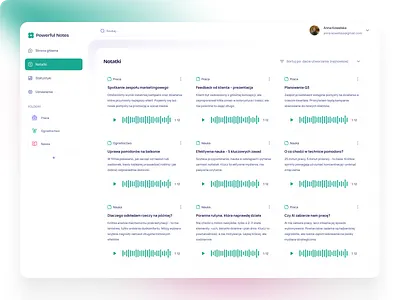 Modern Note-Taking SaaS Dashboard audio preview ui card grid layout design figma web dashboard focus productivity tool knowledge management app minimal saas dashboard note management system notes dashboard ui productivity web app recording waveform ui saas ux design structured content design voice notes interface