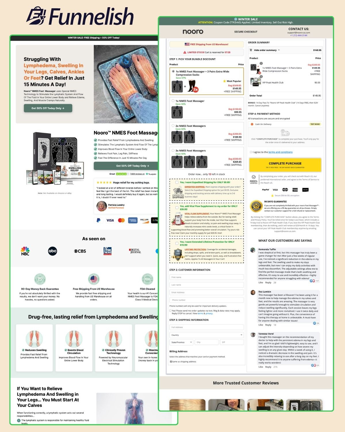 Nooro Foot Massager Funnel | Funnelish Template funnelish funnelish advertorial page funnelish advertorial template funnelish checkout page funnelish downsell page funnelish expert funnelish product page funnelish sales page funnelish template funnelish thank you page funnelish upsell page