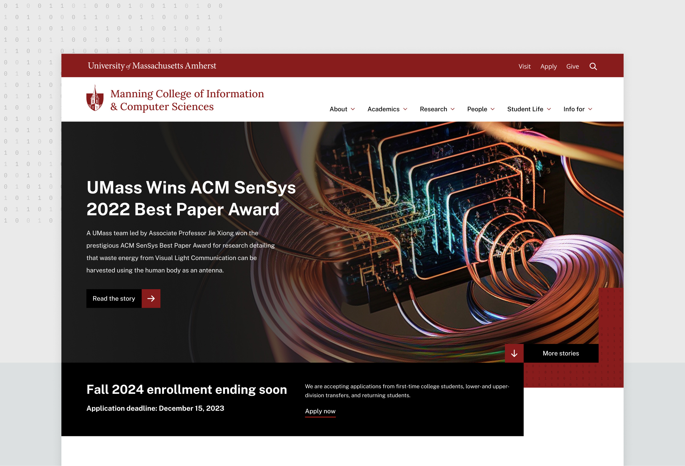 Example of UMass College of Information & Computer Sciences Website