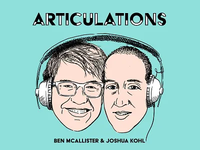 Articulations Podcast Illustration articulations ben mcallister bright colors degenerate art ensemble drawing electric blue joshua kohl light flesh musicians pastel podcast podcaster square art